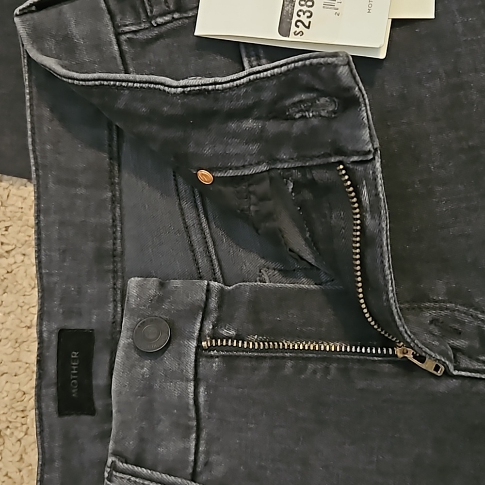 NEW! Mother Denim The Looker Sacred Slit Ankle Jeans Dear Mr. Black Size 25 - Picture 10 of 14